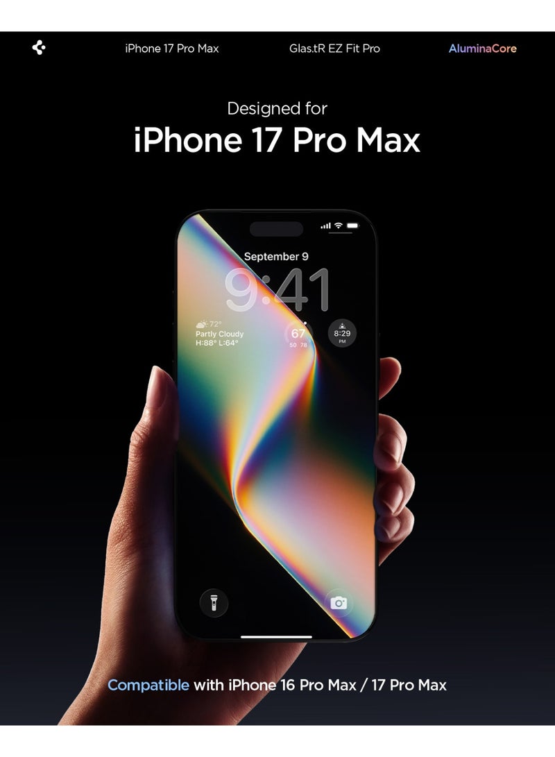سبايجن GLAStR EZ Fit PRO iPhone 17 Pro MAX Screen Protector | iPhone 16 Pro Max Premium Tempered Glass [Aluminum-Enhanced Durability] Impact resistance [2 PACK] - Image 2
